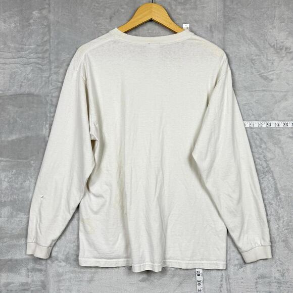 Vintage 90s Nike Center Swoosh White Long Sleeve T-Shirt Men Sz M Canada Made - Picture 5 of 11